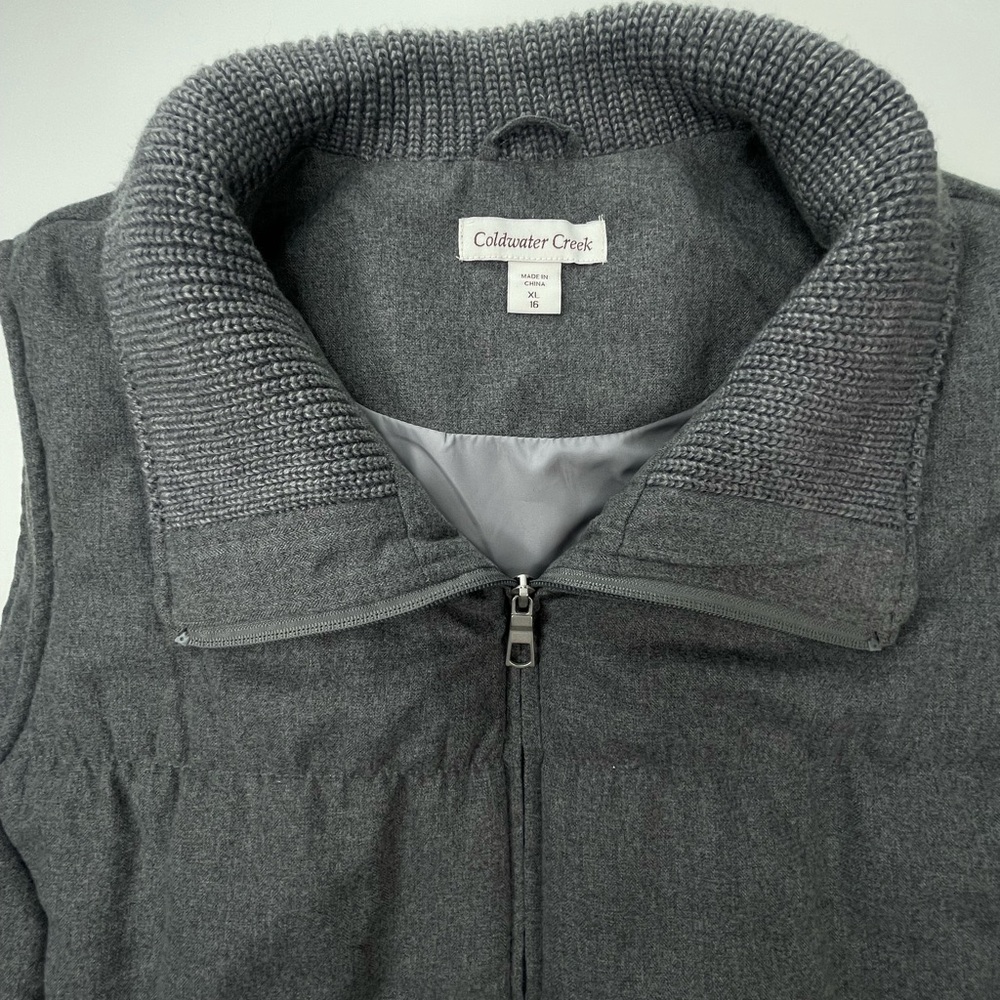 Coldwater Creek Mens Charcoal Gray Knit Collar Puffer Vest XL - Picture 4 of 12